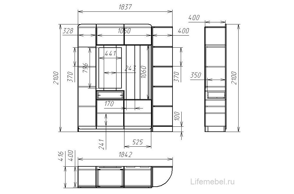 Прихожая Мебелеф 11 ясень шимо темный / черный — модульная